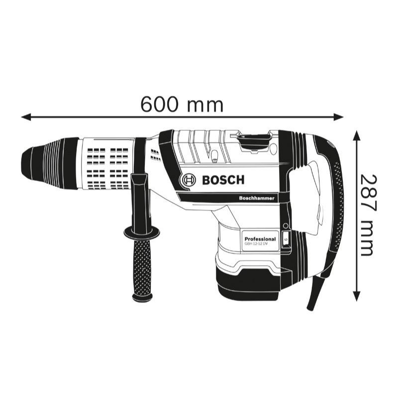 Bosch GBH 12-52 DV Heavy Duty Corded Electric Rotary Hammer with SDS Max, 1,700W, 19 J, 11.9 kg, Vibration Control, Automatic Switch Lock, For Chiselling + Auxiliary Handle, 1 Year Warranty - photo 2