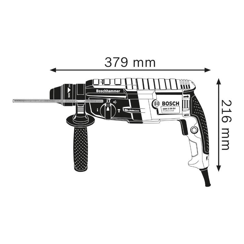 BOSCH GBH 2-28 DV Professional Rotary Hammer - SDS Plus | 850 W | SDS Plus Tool Holder | Rated Speed 0-1300 rpm | Impact Rate 0-5100 BPM | Impact energy 3.2 J| Active Vibration Control | 1 Yr Warranty - photo 2