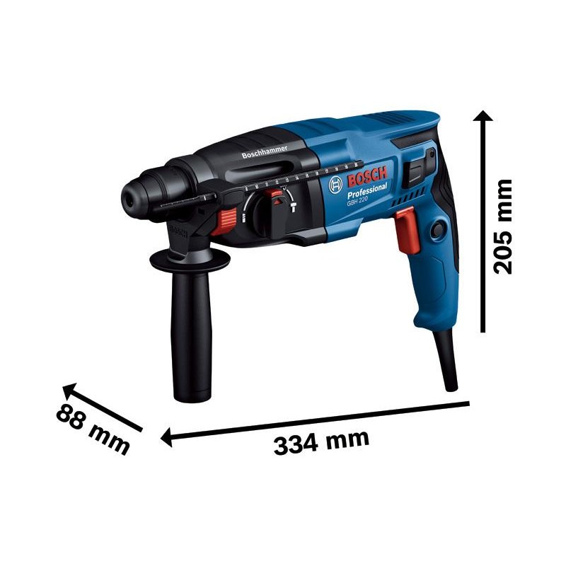 Bosch GBH 220 SDS Plus Rotary Hammer 720 W 2 J with Carrying Case - photo 2
