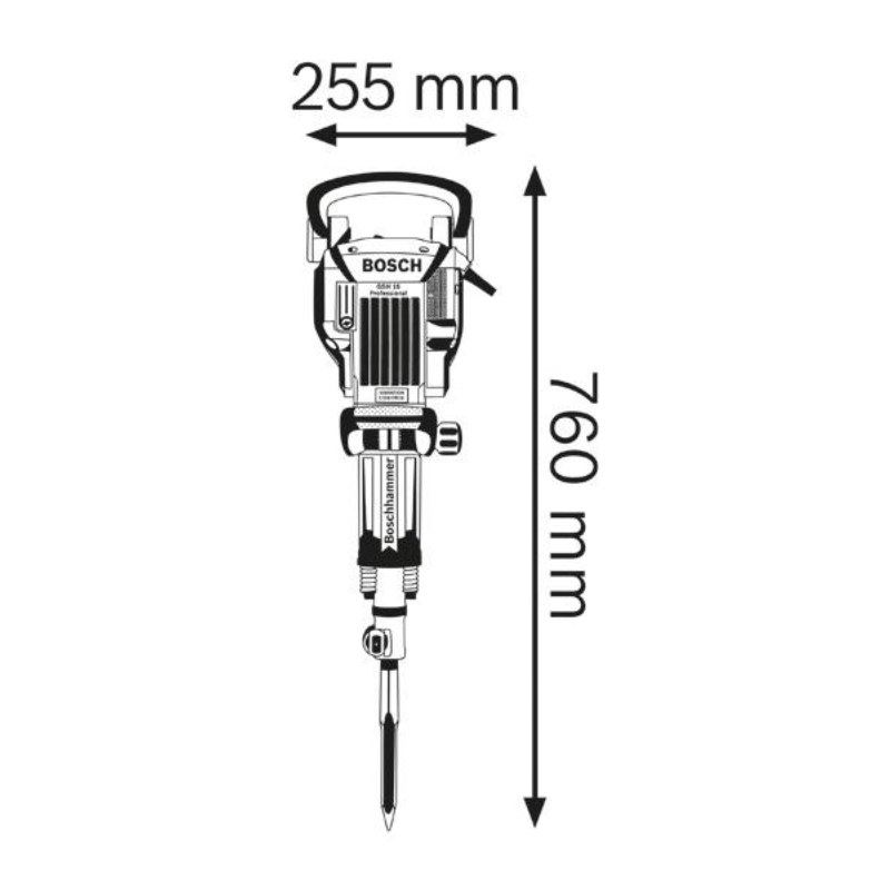 Bosch GSH 16-30 Heavy Duty Corded Electric Demolition Breaker with Hex,1,750W,300 BPM,41J,16.9 Kg,Vibration Control + 1 Pointed Hex Chisel,30 Mm Hex Shank,& Carrying Case,1 Year Warranty,Multicolour - photo 2