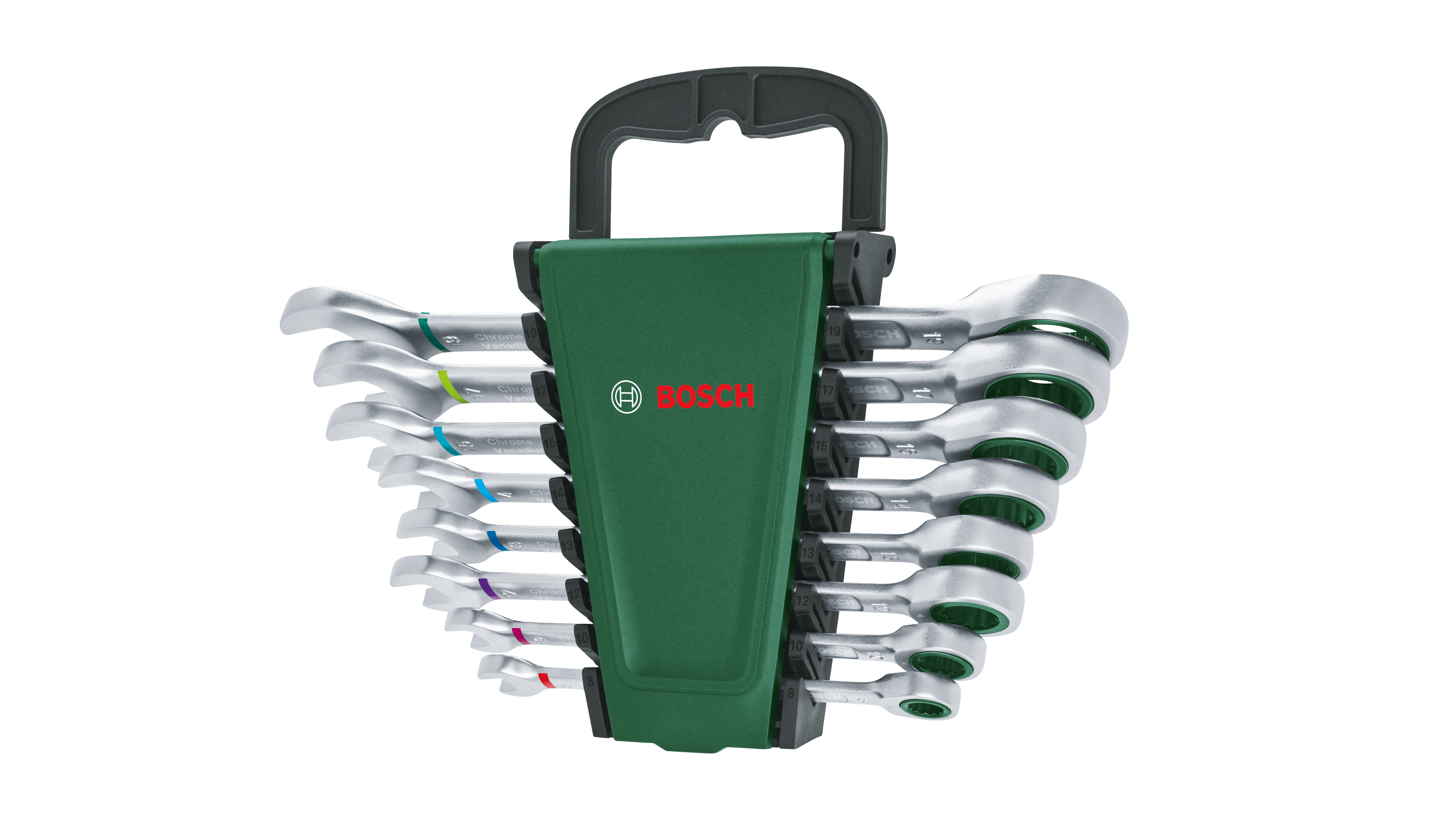 Bosch 1600A027PS Ratchet Combination Wrench Set 8- Pieces