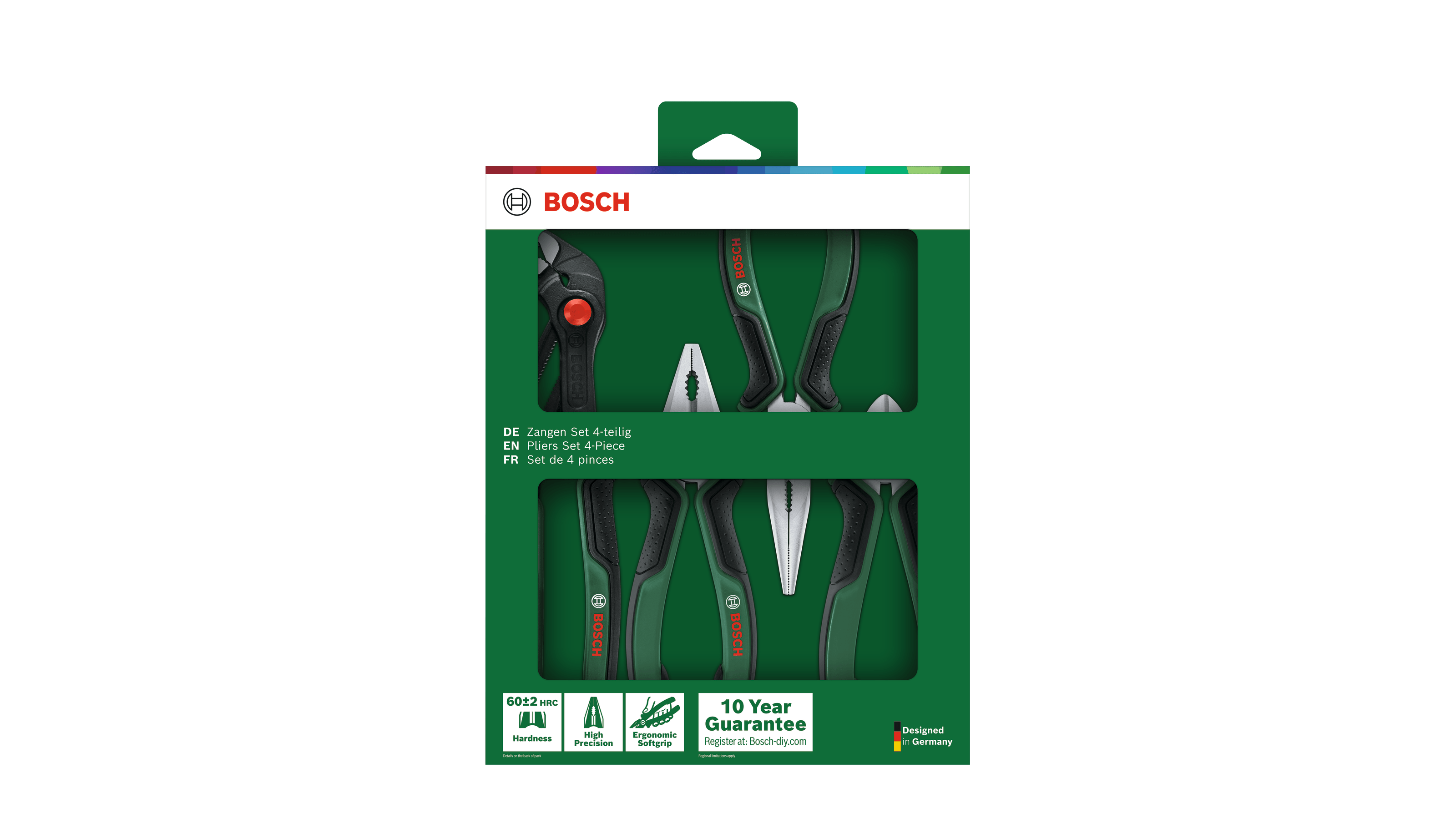 Bosch 1600A02W7K Pliers Set 4- Pieces (Long Nose, Side Cutter, Combination, Water Pump Pliers) - photo 3