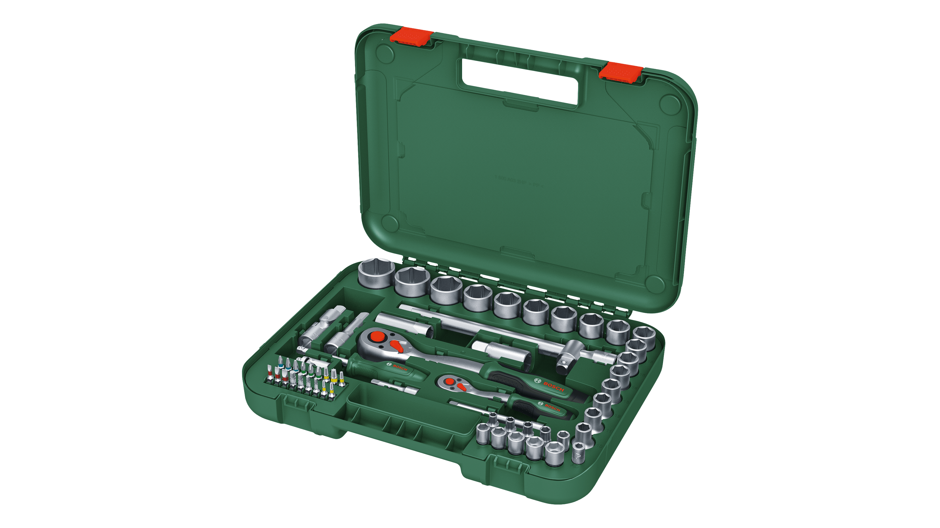 Bosch 1600A02Z9G 1/4" + 1/2" Ratchet Set 57- Pieces - photo 2