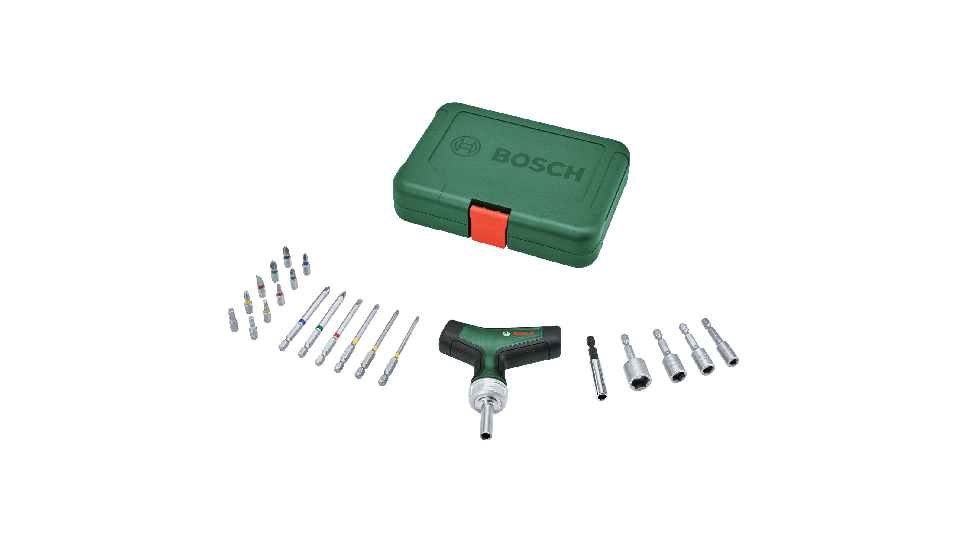 Bosch 1600A02Z9T Bit Ratchet Screwdriver T-Handle Set 22-Pieces