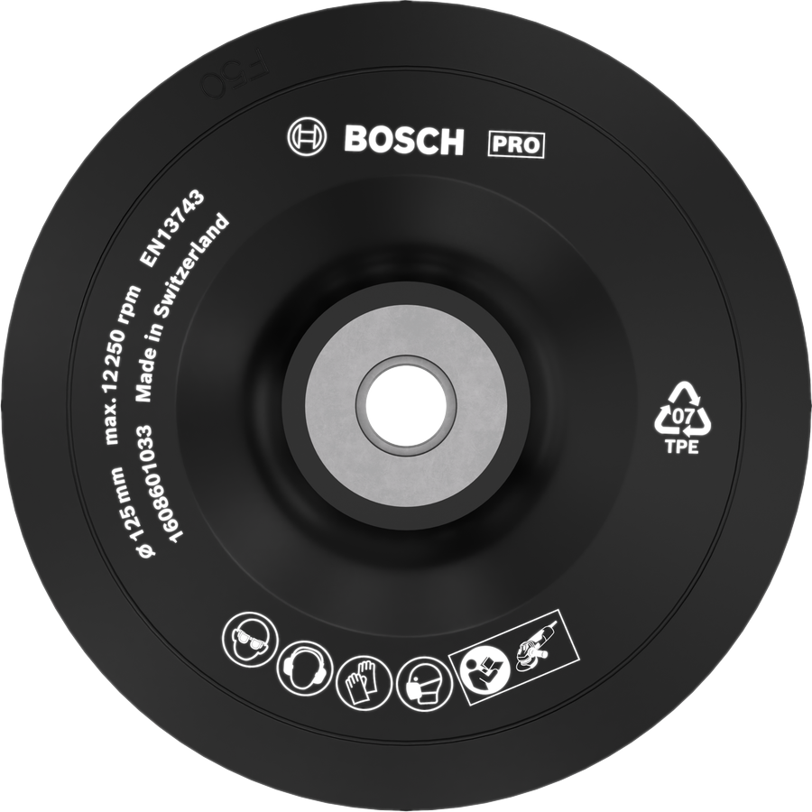 Bosch 1608601033 Backing Pad Soft With M14 Flange Thread, 125mm