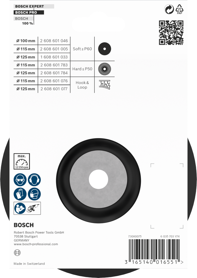 Bosch 1608601033 Backing Pad Soft With M14 Flange Thread, 125mm - photo 3