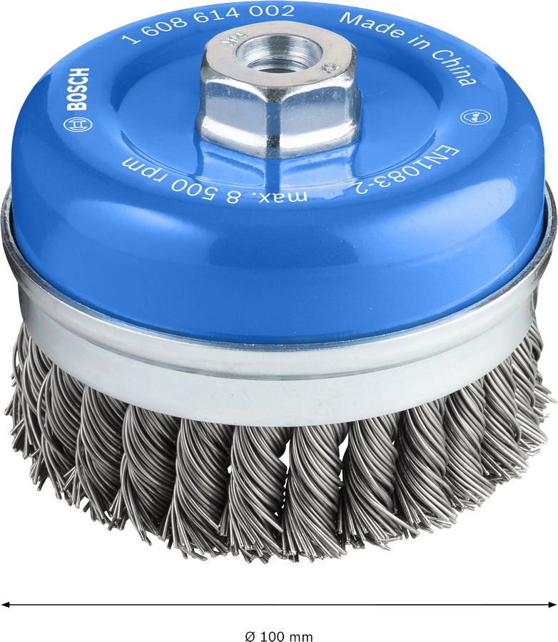 Bosch 1608614002 Bosch Wire Cup Brush, Knotted Wire, Dia 100mm & Wire Thickness 08mm, For M14 Thread, For Heavy Duty Cleaning Work Like - photo 3