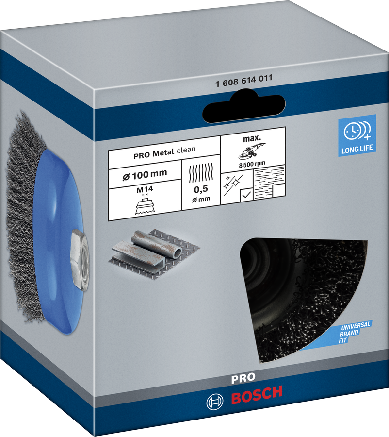 Bosch 1608614011 Wire Cup Brush, Crimped Wire, 100mm, For Thread M14 - photo 2