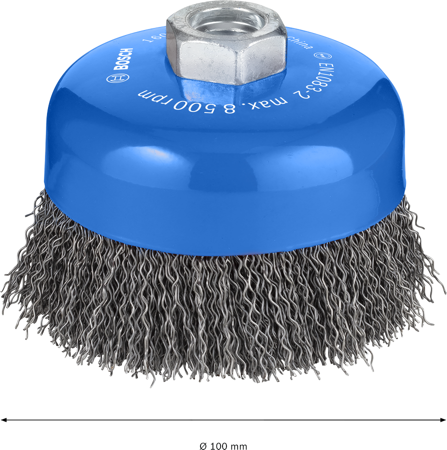 Bosch 1608614011 Wire Cup Brush, Crimped Wire, 100mm, For Thread M14 - photo 3