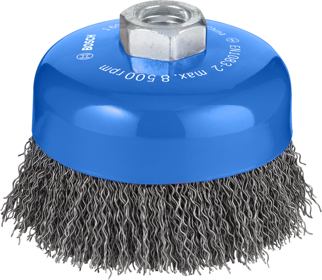 Bosch 1608614011 Wire Cup Brush, Crimped Wire, 100mm, For Thread M14