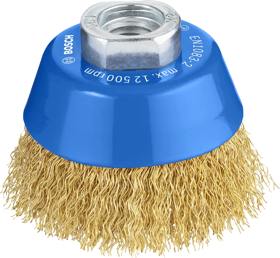 Bosch 1608614020 Bosch Wire Cup Brushes,dia- 70mm, Crimped Wire Brass Coated For Corrosion Protection, M10 And M14 Thread, For Light To
