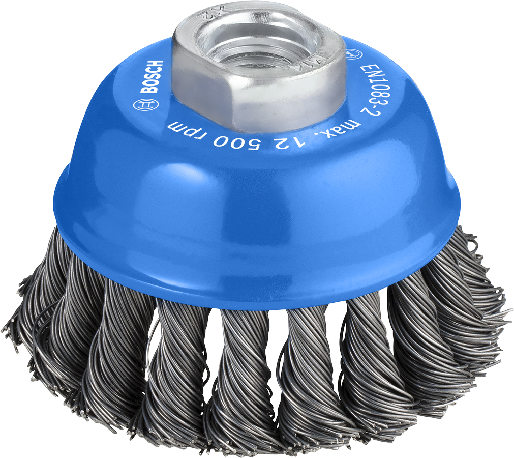 Bosch 1608622029 Bosch Wire Cup Brush, Knotted Wire, Dia-75mm, For M14 Thread, For 125mm Angle Grinder, For Heavy Duty Cleaning Work