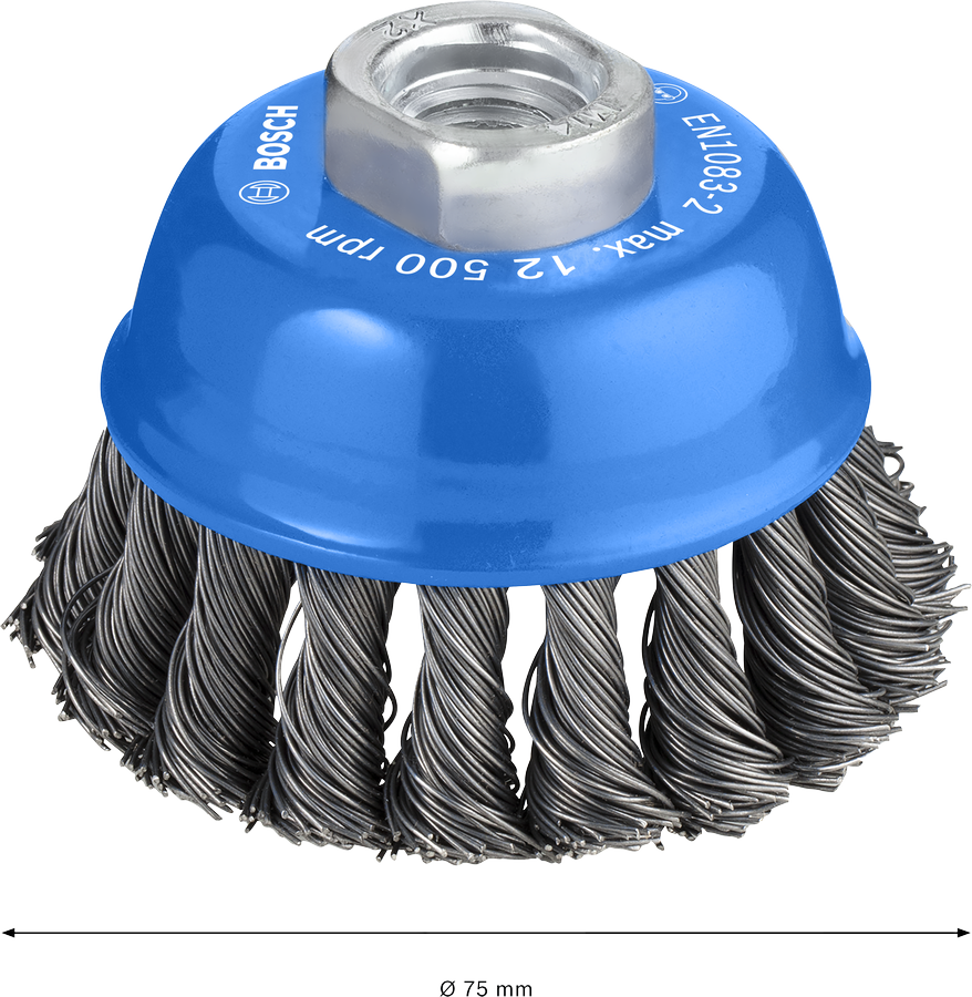 Bosch 1608622029 Bosch Wire Cup Brush, Knotted Wire, Dia-75mm, For M14 Thread, For 125mm Angle Grinder, For Heavy Duty Cleaning Work - photo 3