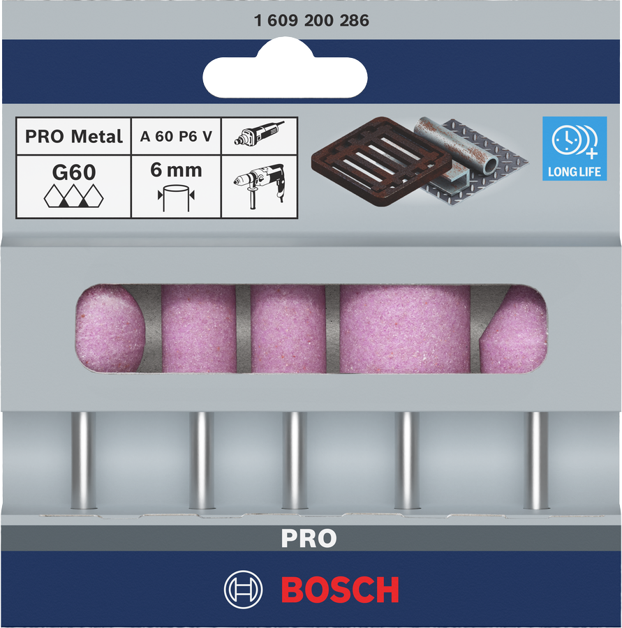 Bosch 1609200286 Grinding Stone Set, Suitable For Straight Grinders And Drills, 6mm Shank, 60 Grit, Pack Of 5 Pcs - photo 2