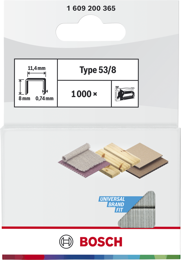 Bosch 1609200365 Fine Wire Staples With Length 8mm, Pack Of 1000, Suitable For Ht8 And Ht 14 Tackers - photo 2
