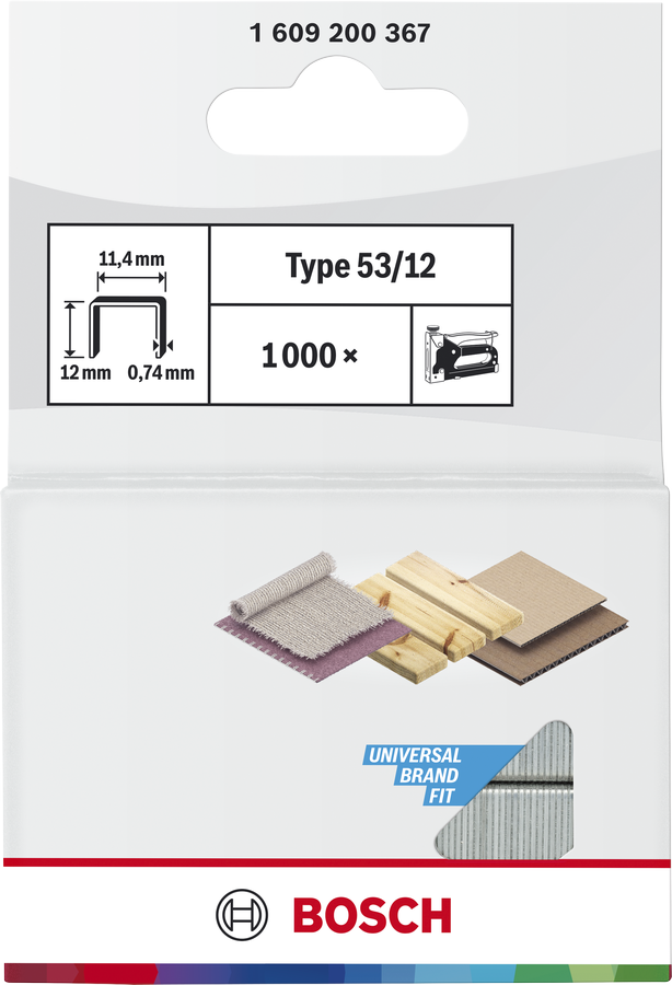 Bosch 1609200367 Fine Wire Staples With Length 12mm, Pack Of 1000, Suitable For Ht 14 Tackers - photo 2