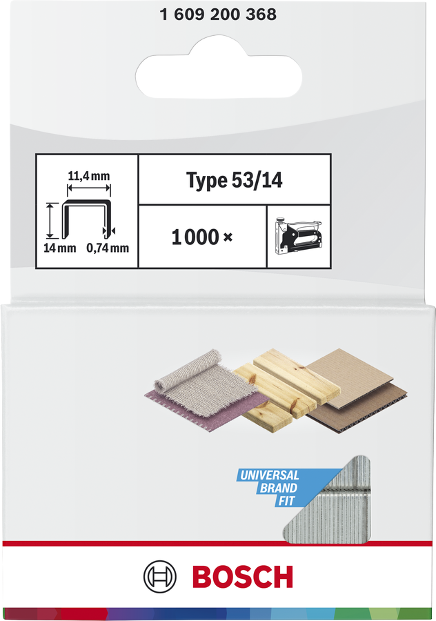 Bosch 1609200368 Fine Wire Staples With Length 14mm, Pack Of 1000, Suitable For Ht 14 Tackers - photo 2
