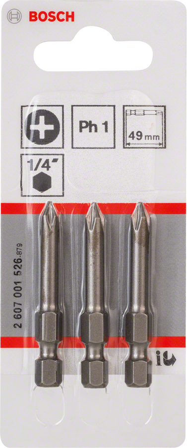 Bosch 2607001526 Ph1 Screwdriver Bit, 49mm, Single Ended Bit, Pack Of 3 - photo 2