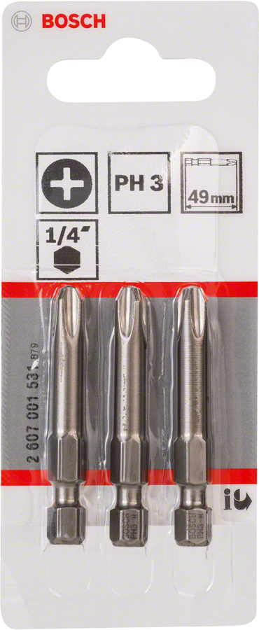 Bosch 2607001531 Ph3 Screwdriver Bit, Single Ended, 49mm Length, Pack Of 3 - photo 2