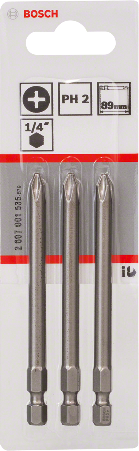 Bosch 2607001535 Screwdriver Bit Ph2, Single Ended, Length 89mm, Pack Of 3 - photo 2