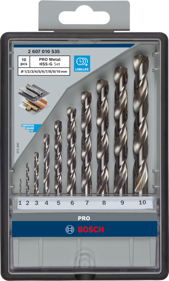 Bosch 2607010535 10 Pc Hss-G Metal Drill Bit Set- - Robust Packaging - photo 2