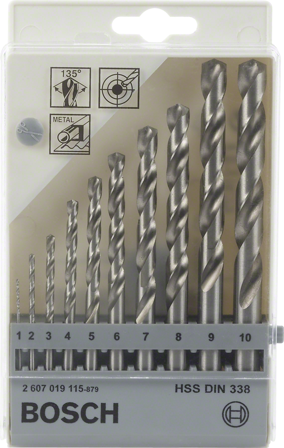 Bosch 2607019115 10-Piece Metal Drill Bit Set, With Hss-G Drill Bits, 1mm To 10mm In Gradation Of 1mm - photo 2