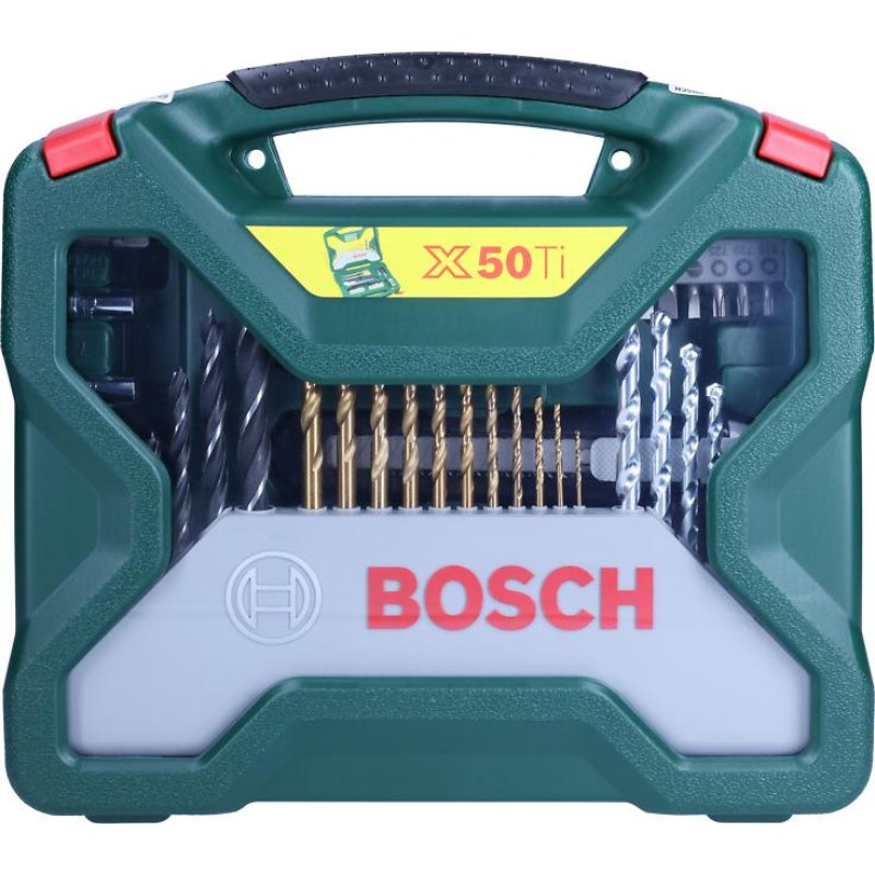 Bosch 2607019327 Drill Bits & Screwdriver Bits Set, 50-Piece, Xline Green, Masonry Bits, Hss-Tin Metal Drill Bits, Wood Drill Bits, - photo 2