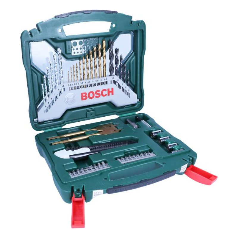 Bosch 2607019327 Drill Bits & Screwdriver Bits Set, 50-Piece, Xline Green, Masonry Bits, Hss-Tin Metal Drill Bits, Wood Drill Bits,