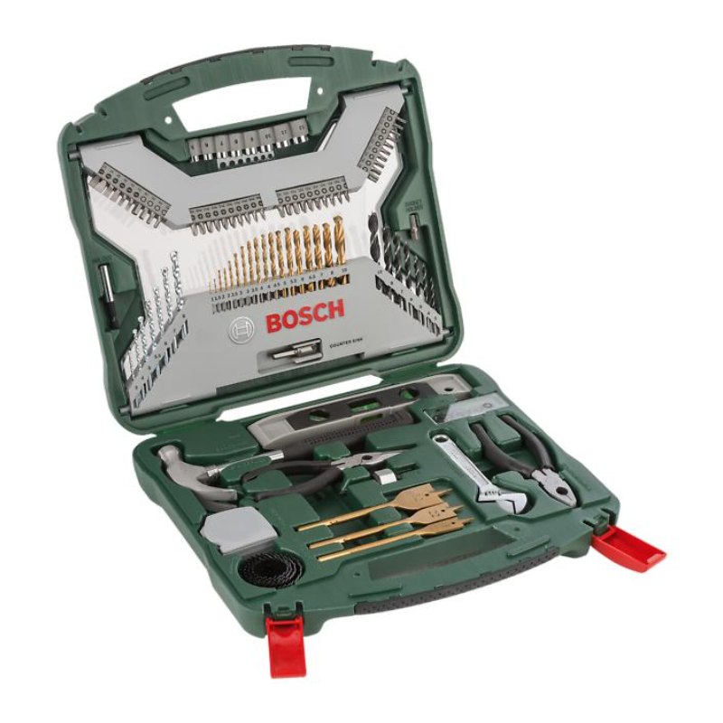 Bosch 2607019331 Drill Bits And Screwdriver Bits Set,103-Piece, Xline Green, Masonry+hss-Tin Metal+wood Drill Bits, Screwdriver Bits,