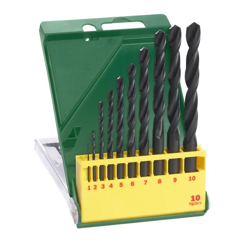 Bosch 2607019442 10 Pc Metal Drill Bits Set, With Hss-R Bits, 1 Mm To 10 Mm In Gradation Of 1mm