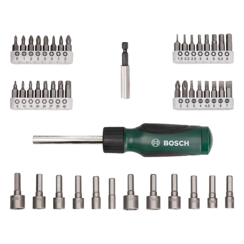 Bosch 2607019504 Bosch 46-Piece Green Screwdriver Set, With Screwdriver Bits And 12 Nutsetters