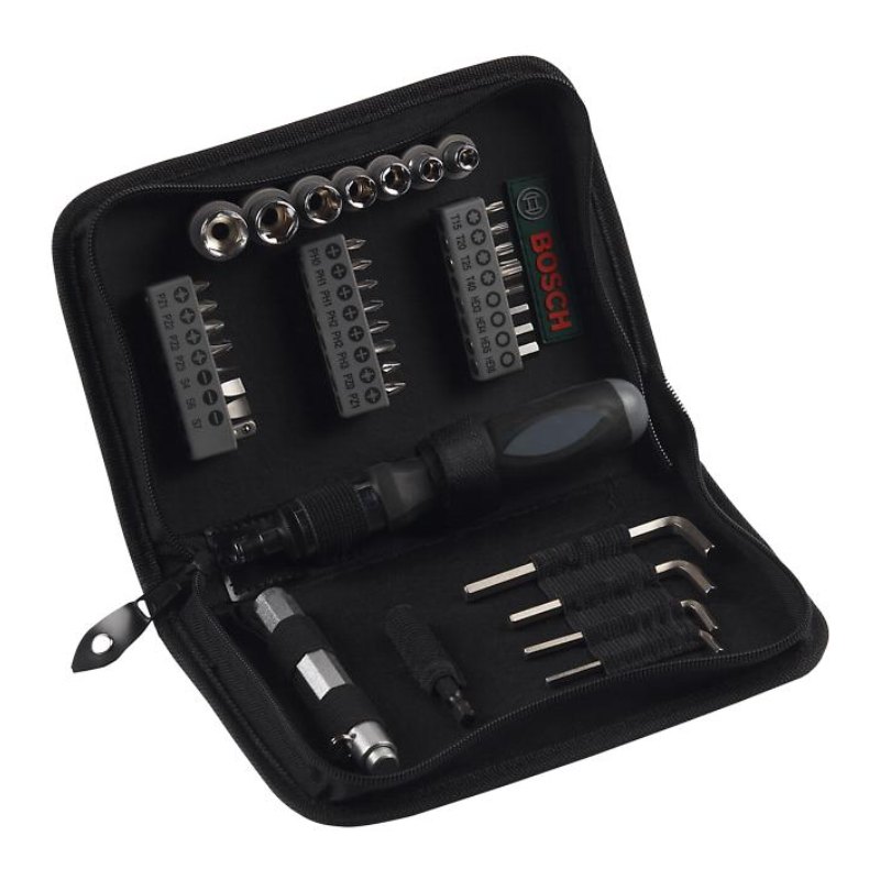 Bosch 2607019506 Bosch 38-Piece Green Screwdriver Set, With Screwdriver Bits And 7 Nutsetters And A Torch