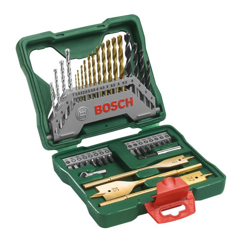 Bosch 2607019600 Drill Bits And Screwdriver Bits Set, 40-Piece, X-Line Green, Masonry+hss-Tin Metal+wood Drill Bits, Screwdriver Bits,