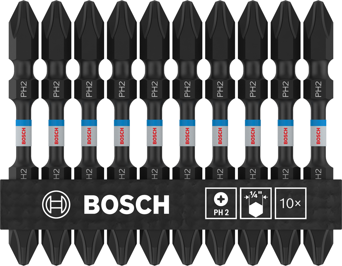 Bosch 2608522405 Impact, Double Ended Screwdriver Bits, Type Ph2-Ph2, Length 65mm, With Black Oxide Suitable For Impact Drivers, Pack