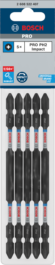 Bosch 2608522407 Impact, Double Ended Screwdriver Bits, Type Ph2-Ph2, Length 150mm, With Black Oxide Suitable For Impact Drivers, Pack - photo 2