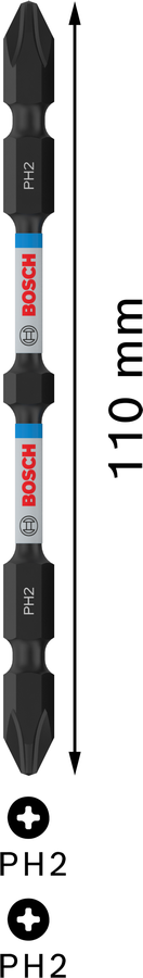 Bosch 2608522409 Impact, Double Ended Screwdriver Bits, Type Ph2-Ph2, Length 110mm, With Black Oxide Suitable For Impact Drivers, Pack - photo 3
