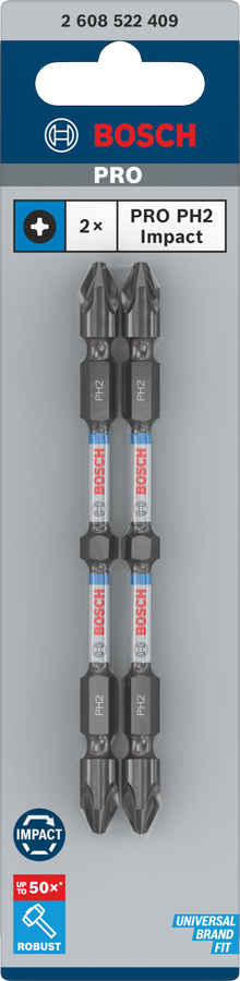 Bosch 2608522409 Impact, Double Ended Screwdriver Bits, Type Ph2-Ph2, Length 110mm, With Black Oxide Suitable For Impact Drivers, Pack - photo 2