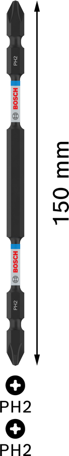 Bosch 2608522410 Impact, Double Ended Screwdriver Bits, Type Ph2-Ph2, Length 150mm, With Black Oxide Suitable For Impact Drivers, Pack - photo 3