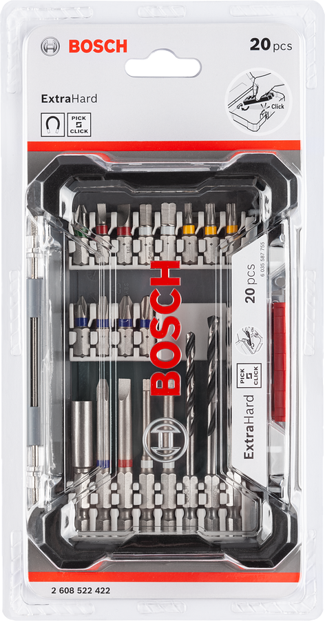 Bosch 2608522422 20 Pcs Mixed Screwdriver Bits Set, With 25mm And 65mm Screwdriver Bit, Hss-R Metal Drill Bits, In A Robust Packaging - photo 2