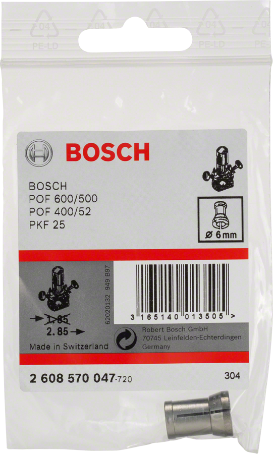Bosch 2608570047 Collet Without Locking Nut Suitable For Ggs 27; Ggs 27 C Professional; Pof 500 A; Pof 600 Ace - photo 2