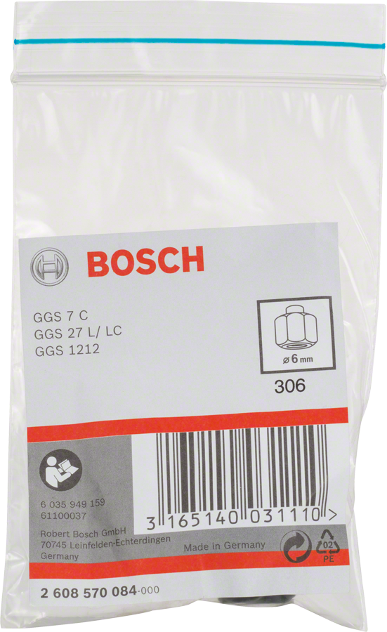 Bosch 2608570084 Collets With Locking Nut For Straight Grinders, With 6mm Shank - photo 2