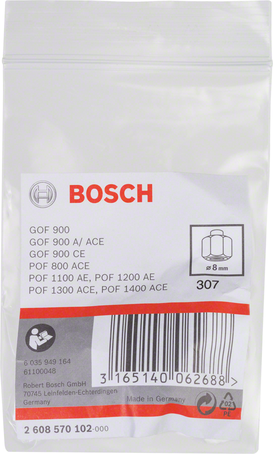 Bosch 2608570102 Collets For Bosch Routers, Suitable For Gof 130, 8mm Shank - photo 2