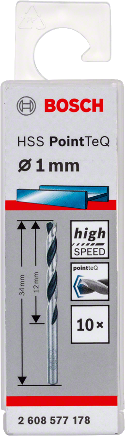 Bosch 2608577178 Metal Drill Bit, Hss Pointteq, With Din338 Standards, Diameter 1mm, Pack Of 10 - photo 2