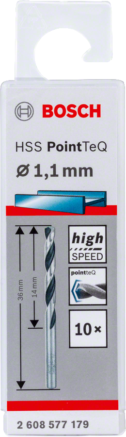 Bosch 2608577179 Metal Drill Bit, Hss Pointteq, With Din338 Standards, Diameter 1.1mm, Pack Of 10 - photo 2