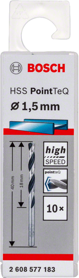 Bosch 2608577183 Metal Drill Bit, Hss Pointteq, With Din338 Standards, Diameter 1.5mm, Pack Of 10 - photo 2