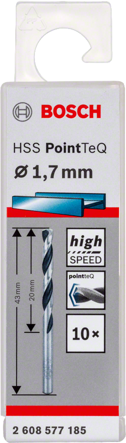 Bosch 2608577185 Metal Drill Bit, Hss Pointteq, With Din338 Standards, Diameter 1.7mm, Pack Of 10 - photo 2