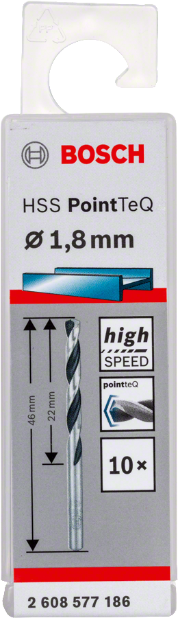 Bosch 2608577186 Metal Drill Bit, Hss Pointteq, With Din338 Standards, Diameter 1.8mm, Pack Of 10 - photo 2