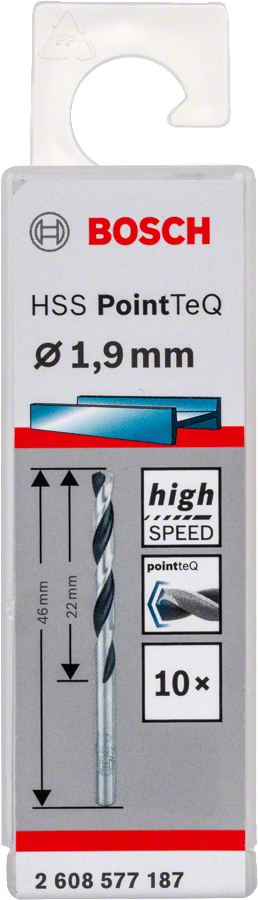 Bosch 2608577187 Metal Drill Bit, Hss Pointteq, With Din338 Standards, Diameter 1.9mm, Pack Of 10 - photo 2