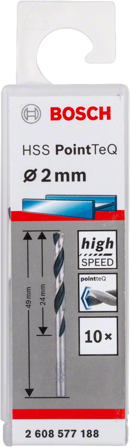 Bosch 2608577188 Metal Drill Bit, Hss Pointteq, With Din338 Standards, Diameter 2mm, Pack Of 10 - photo 2