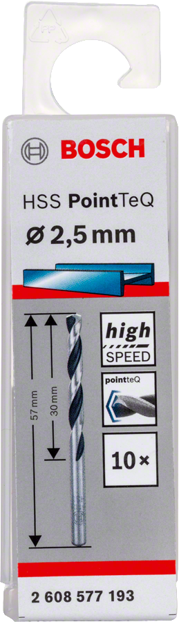 Bosch 2608577193 Metal Drill Bit, Hss Pointteq, With Din338 Standards, Diameter 2.5mm, Pack Of 10 - photo 2